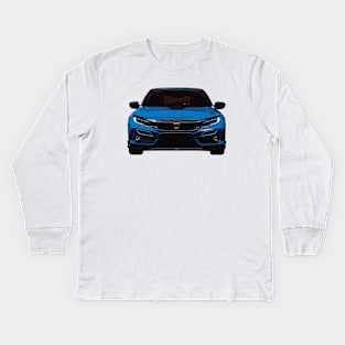 Blue Civic Type R Illustration Kids Long Sleeve T-Shirt